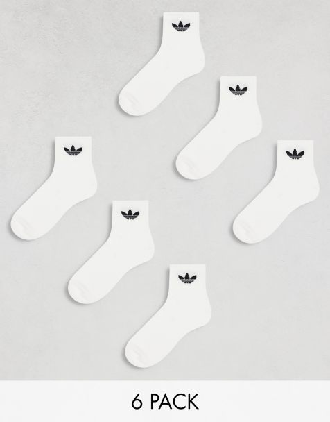Pack de 6 pares de calcetines tobilleros blancos con trébol de adidas Originals - view 1