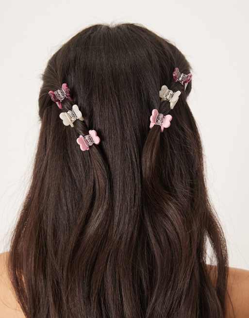 Pack de 6 pinzas para el cabello pequeñas de varios colores con diseño de corazones de Sui Ava