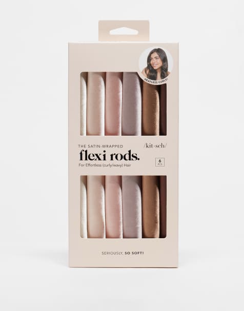 Pack de 6 rodillos para el cabello de tono rosa palisandro flexibles envueltos en satén de Kitsch - view 1