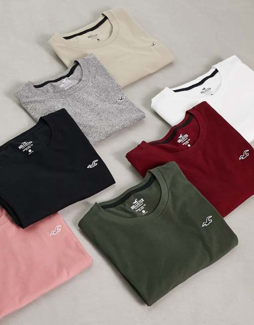 Pack de 7 camisetas de varios colores con logo de Hollister ASOS
