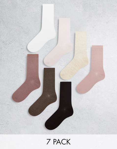 Pack de 7 pares de calcetines deportivos de varios colores neutros con bordes sin rematar de Lindex - view 1
