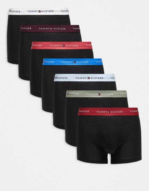 Pack de 7 calzoncillos negros básicos con cinturillas de colores de algodón Signature Cotton Essentials de Tommy Hilfiger