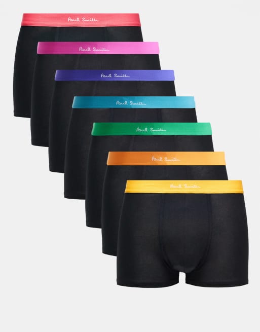 Pack de 7 calzoncillos negros con cinturillas de colores de PS Paul Smith
