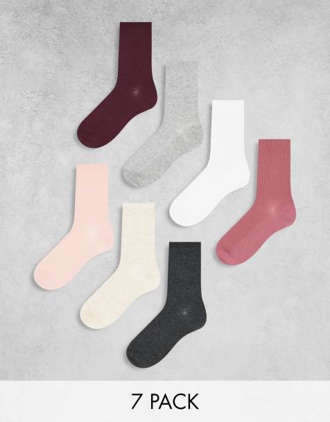 Pack de 7 pares de calcetines tobilleros de varios colores claros de canalé suave de Lindex - view 1