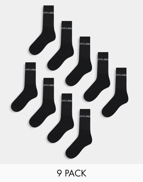 Pack de 9 pares de calcetines negros con logo de canalé de Jack & Jones - view 1
