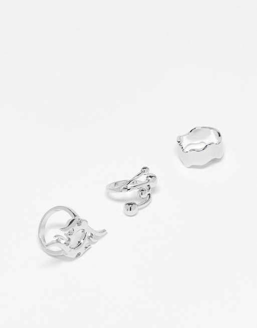 Pack de anillos unisex con diseño extragrande estilo tatuaje de Reclaimed Vintage