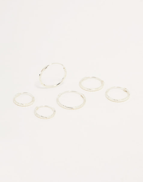 Pack de pendientes de aro pequeños plateados de tamaño gradual de plata de ley de Lovisa - view 1