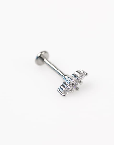 Pack de pendientes de botón plateados con diseño de serpiente texturizada y parte trasera plana de titanio de Lovisa - view 1
