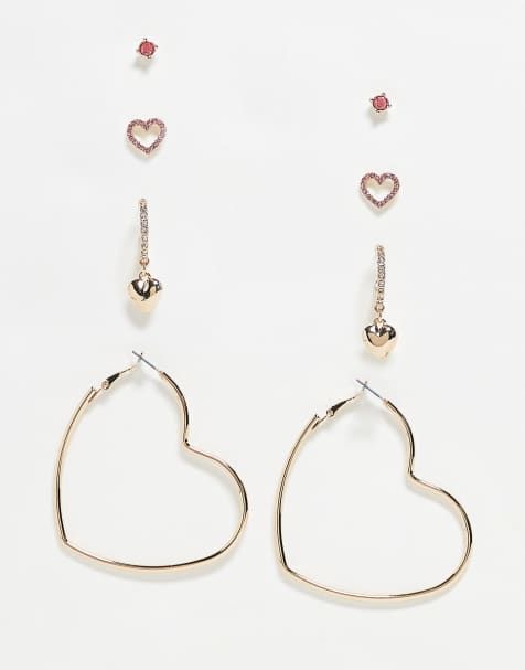Pack de pendientes dorados con adornos rosas de ASOS DESIGN - view 1