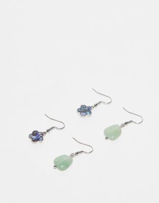 Pack de pendientes unisex con charms de piedras de Reclaimed Vintage