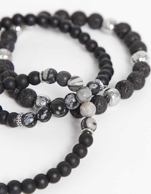 Pack de con abalorios y grises de ágata ASOS DESIGN | ASOS