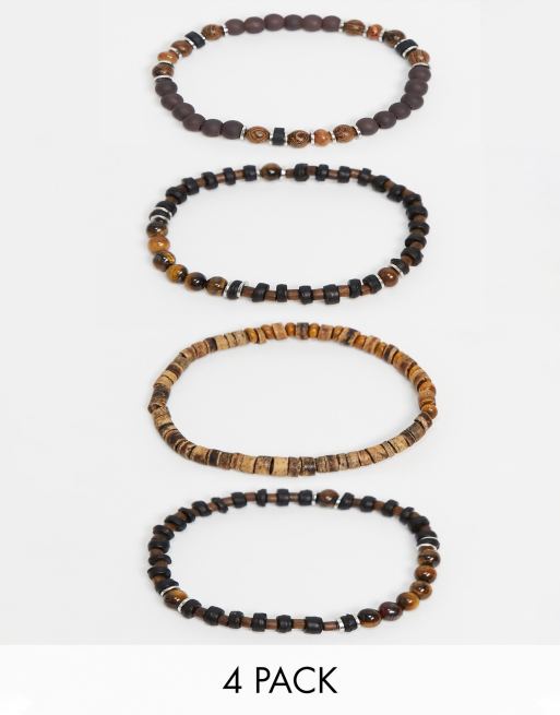 Pack de con de madera y ojo de tigre en tonos neutros de ASOS DESIGN | ASOS