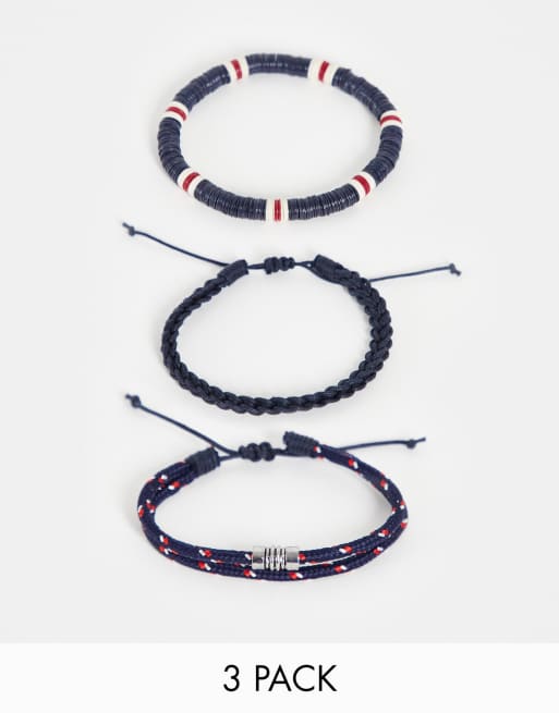 Pack pulseras rojas y azul marino cuentas de ASOS | ASOS