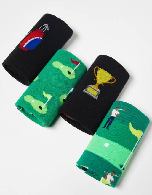 Pack de regalo de 4 pares de calcetines con estampado de carrito de golf Sock Company de Orrsum, 4 de 4