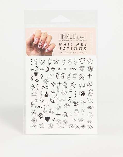 Pack de tatuajes temporales para uñas blanco y negro de INKED by Dani - view 1