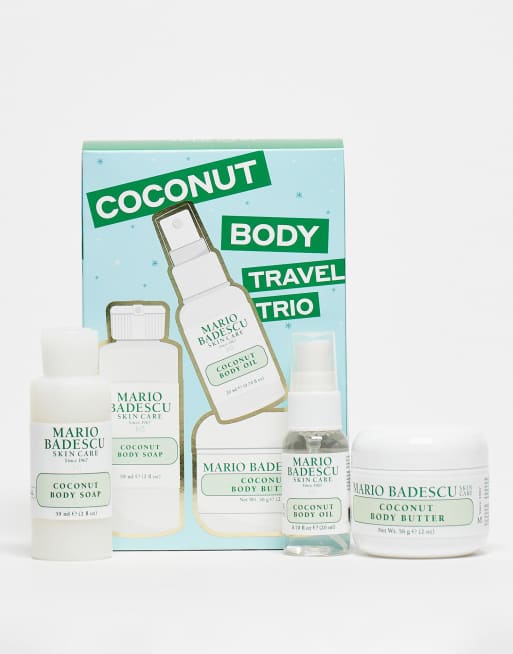 Pack de tres productos de cuidado de la piel de tamaño viaje Coconut Body Travel Trio de Mario Badescu (ahorra un 20%)