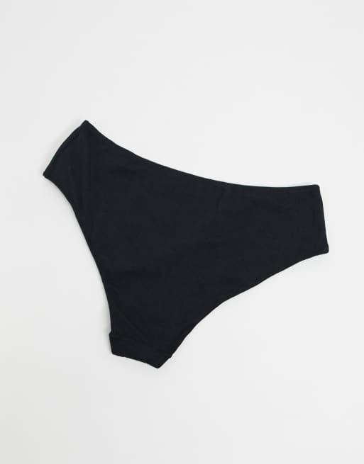 Pack de 3 braguitas brasileñas de talle alto en negro de ASOS DESIGN, 2 de 4
