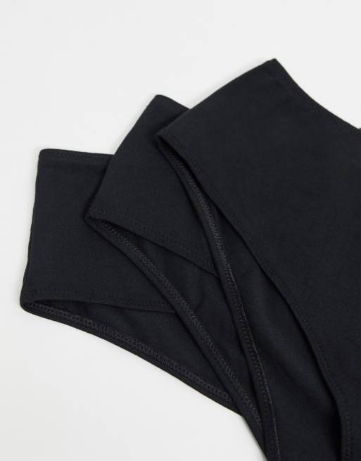 Pack de 3 braguitas brasileñas de talle alto en negro de ASOS DESIGN, 4 de 4