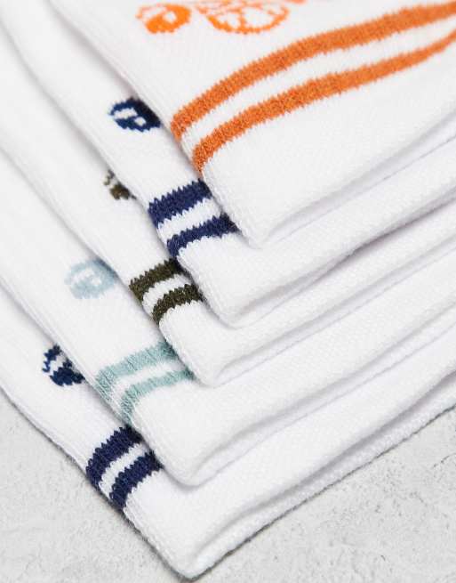Pack regalo de 5 calcetines deportivos blancos con diseño empaquetado de ellesse , 4 de 4