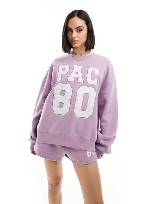  PacSun 1989 crewneck sweater co-ord in lavender