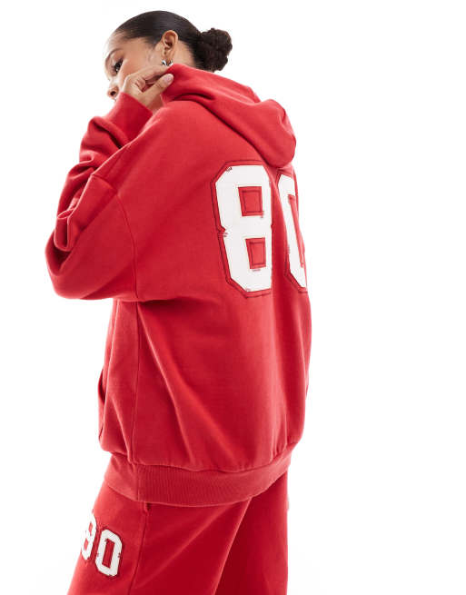 Pacsun 80 motif zigzag hoodie in true red