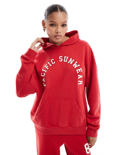 Pacsun 80 motif zigzag hoodie in true red