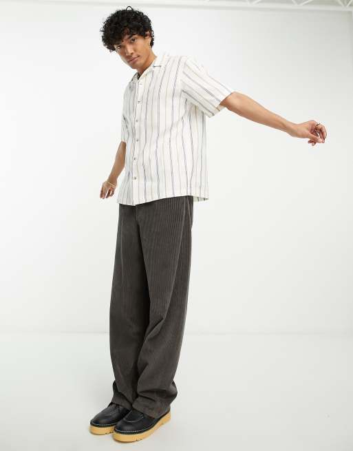 PacSun Ari resort short sleeve linen shirt in white and black stripe, 3 of 4