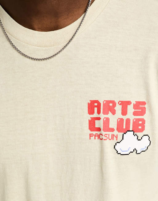 PacSun arts club motif tshirt in cream