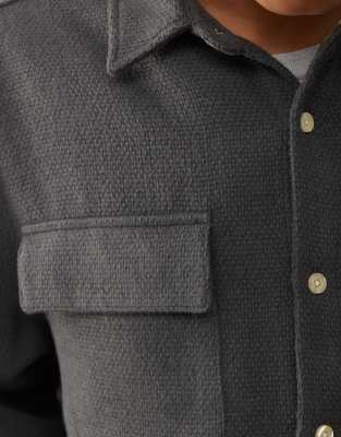 Pacsun Tweed Button-up Overshirt In Black