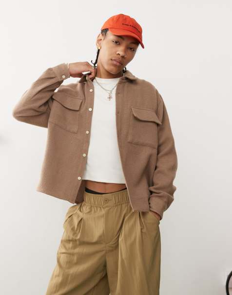 Pacsun boucle overshirt in tan - view 1