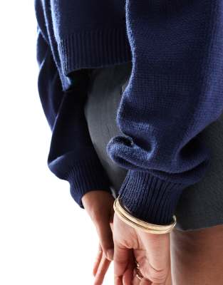 Pacsun Cassandra V-neck Cropped Sweater In Navy