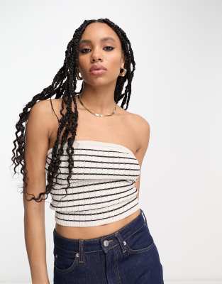 PacSun chunky ribbed tube top in parisian stripe-Multi