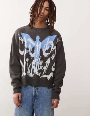 Pacsun City Of Angels Nibbled Sweater In Gray