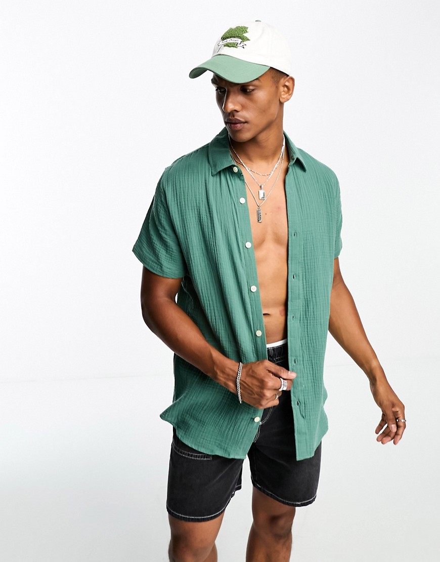 Pacsun Classic Short Sleeve Shirt In Dark Green