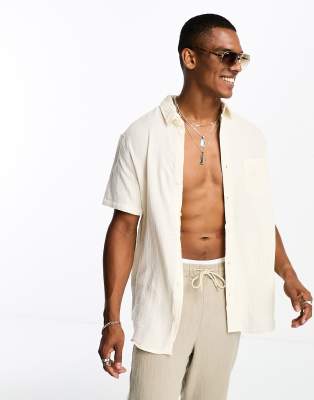 PACSUN PacSun classic short sleeve shirt in sugar-White