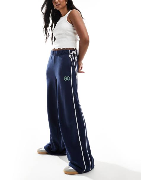 Pacsun classic wide leg track trousers in navy