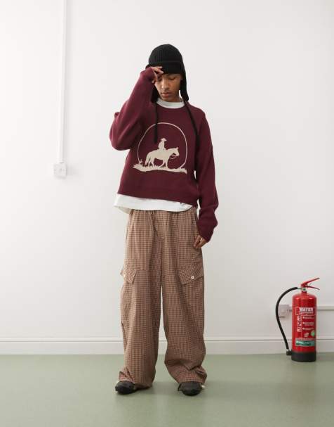 Pacsun cowboy high neck sweater in burgundy - view 1