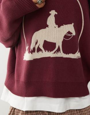 Pacsun Moonlight Oversize Crewneck Sweater In Red