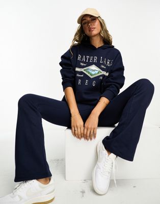 Pacsun crater lake slogan hoodie co-ord in navy