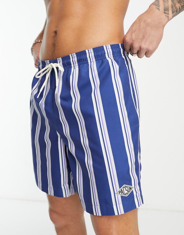 PACSUN - dusty stripe swim shorts in blue