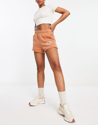 Pacsun easy shorts with varsity logo in brown  - ASOS Price Checker