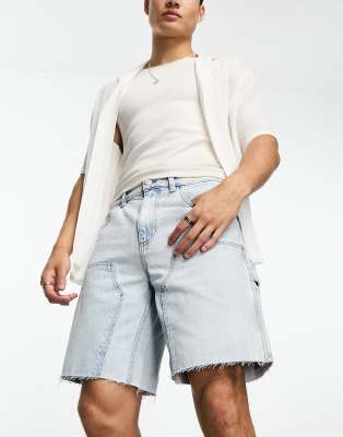 PacSun eli workwear denim shorts in light wash blue - ASOS Price Checker