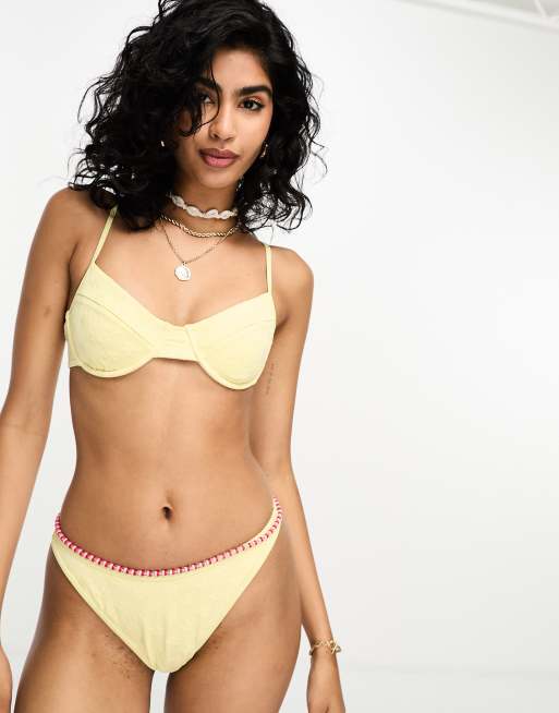 4th & Reckless X Amaka Hamelijnck Elsie crinkle underwire cup bikini top in  cornflower blue