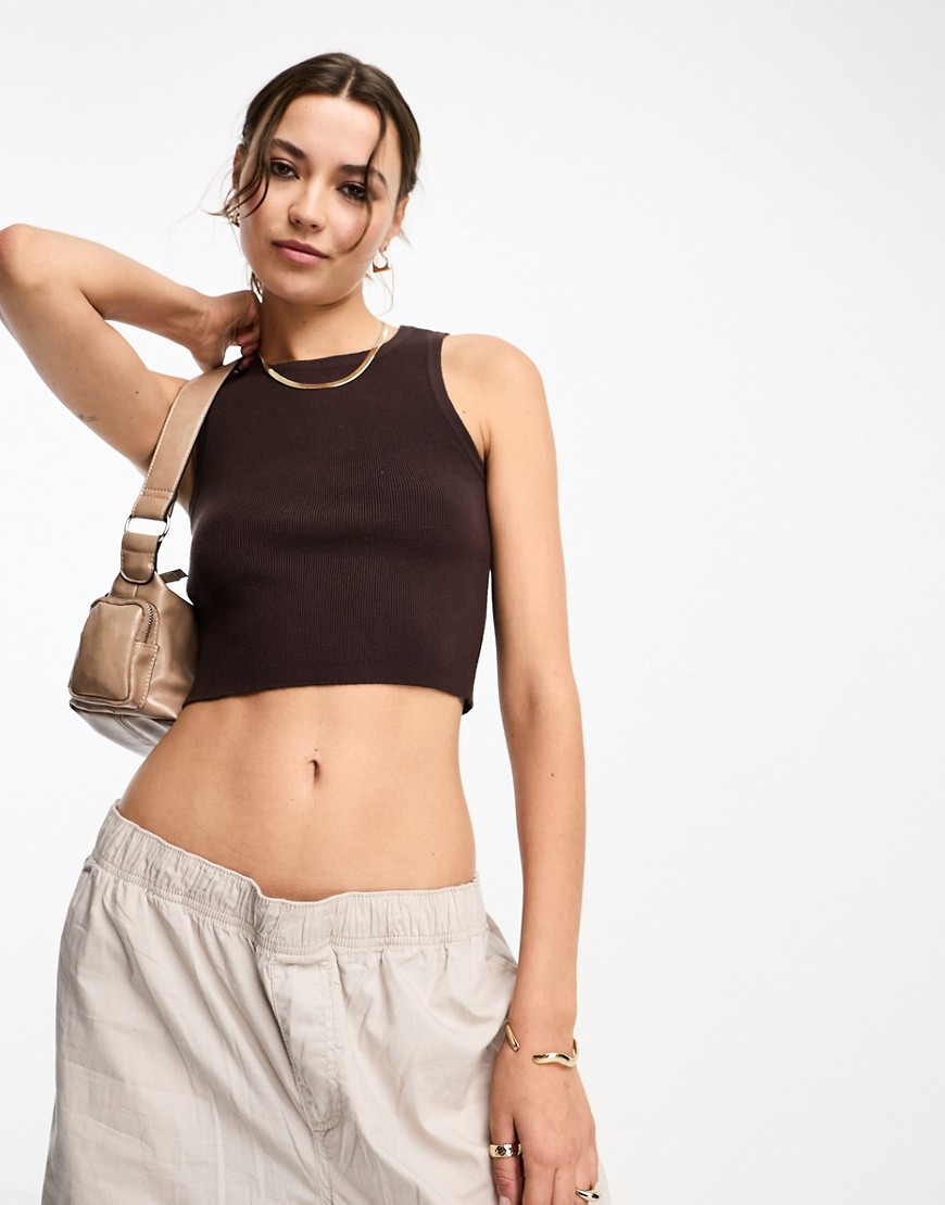 Pacsun Fine Gauge Knitted Tank Top In Coffee Bean-brown