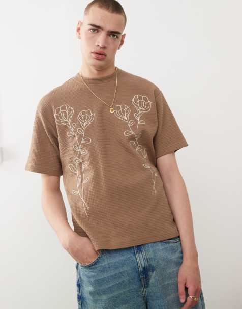 Pacsun floral decal t-shirt in tan - view 1