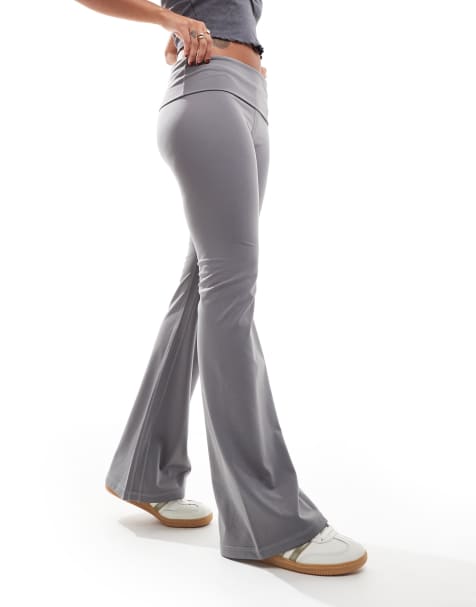 Pacsun foldover waistband stretch flares in gray - view 1
