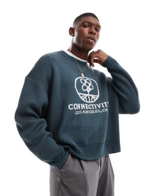 Укороченный свитер Pacsun с высоким воротом темно-серого цвета 15190₽