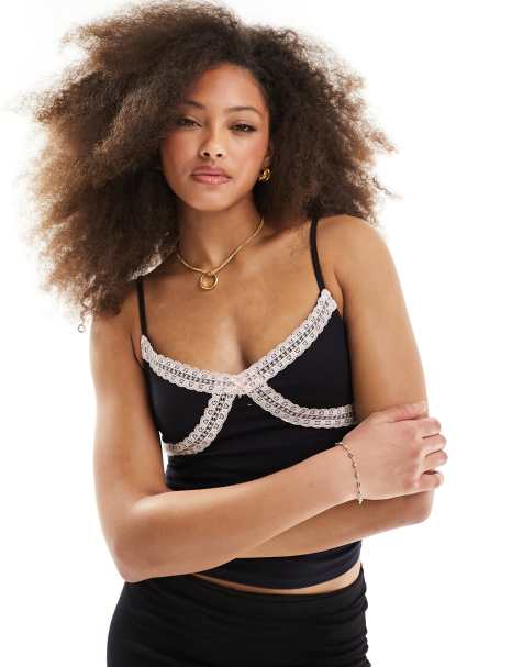 PacSun lace trim cami in black - view 1