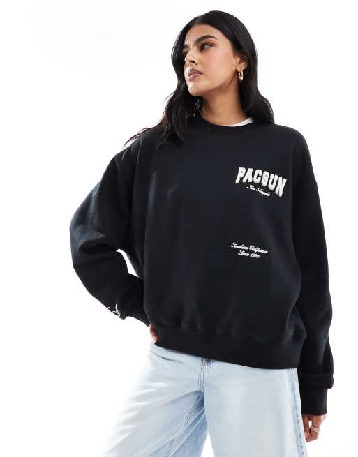 Pacsun los angeles crew neck tracksuit sweater in black