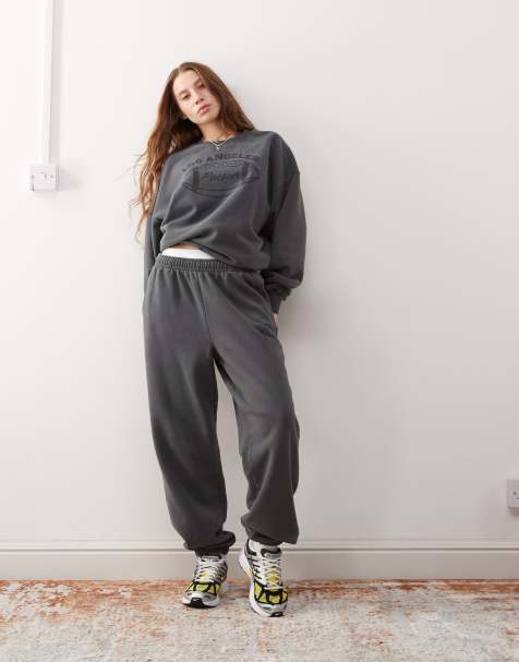 Pacsun Los Angeles slogan sweatpants in washed black - part of a set - view 1